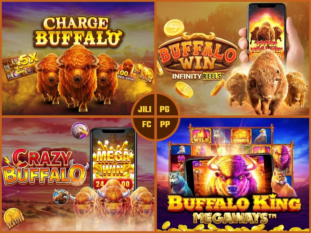 777kyat blog image showing Buffalo ကျွဲဂိမ်းစလော့ slot machine with golden buffalo icons